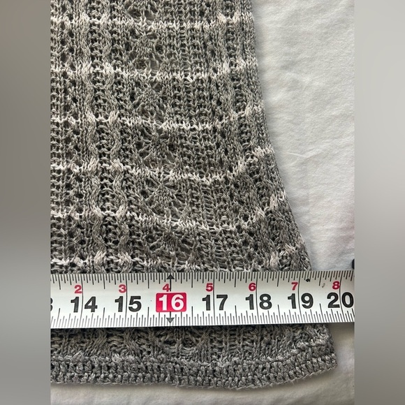 Tommy Bahama Open Knit Gray Striped Long Sleeve Linen Sweater Top Women’s M - Picture 7 of 11